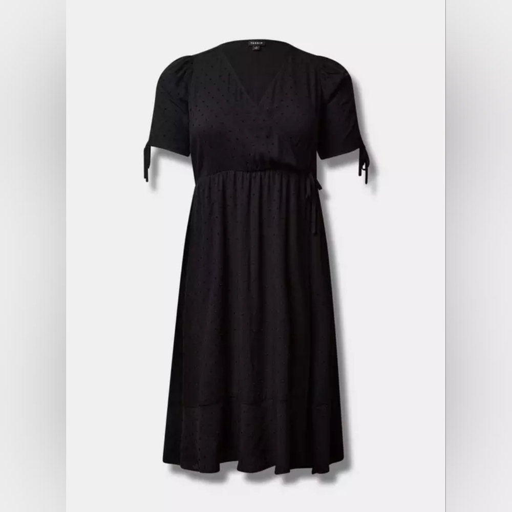 Torrid Midi Swiss Linen Surplice Dress Sz 0X - Picture 6 of 6